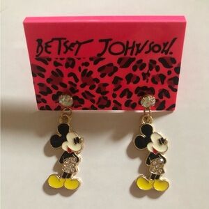 NWT Betsey Johnson Mickey Mouse Earrings with Yellow and Black Accents